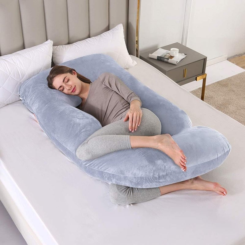 Home Dwell Pregnancy Pillow for Sleeping, U Shaped Maternity Body Pillow for Full Body Support, Comfortable Pregnancy Pillow for Back, Belly & Hip Pain Relief, 115 x 85 x 25 cm, Blue - Image 5